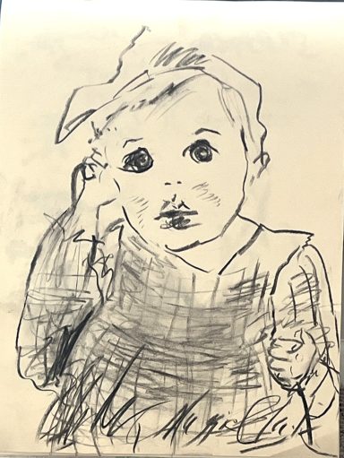 Portrait of child in charcoal